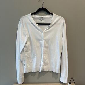 J. Crew White Classic cotton cardigan sweater Size L